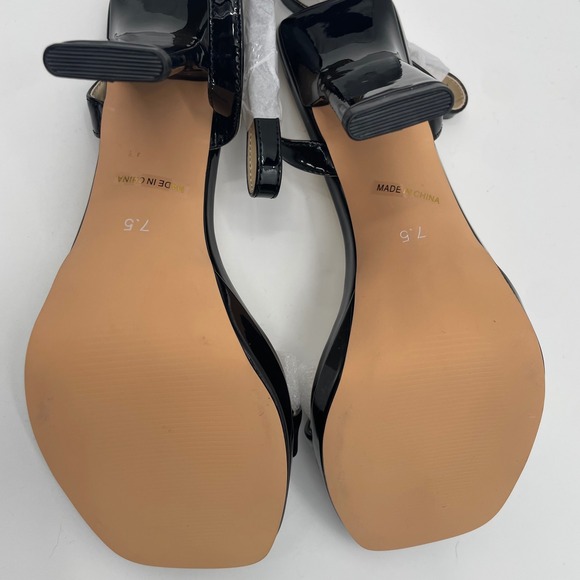 Miraazzurra Black Patent Platform‎ Chunky Heel Open Ankle Strap Womens Size 7.5 - Picture 7 of 10